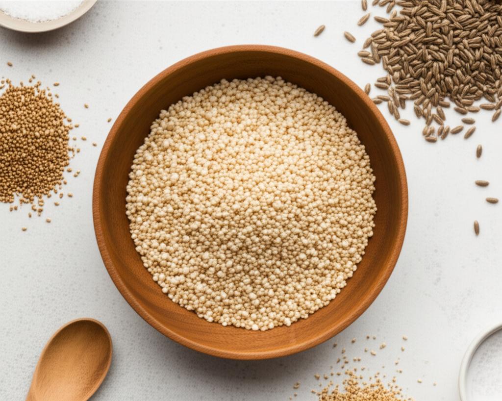 Una imagen de Almidón Resistente: ¡El Secreto para tu Salud! mostrando una variedad de alimentos ricos en almidón resistente, como plátanos verdes, legumbres, y arroz frío, destacando su importancia para la salud intestinal.