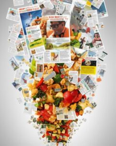 Infoxicación alimentaria: Alimentos mezclados con noticias y articulos