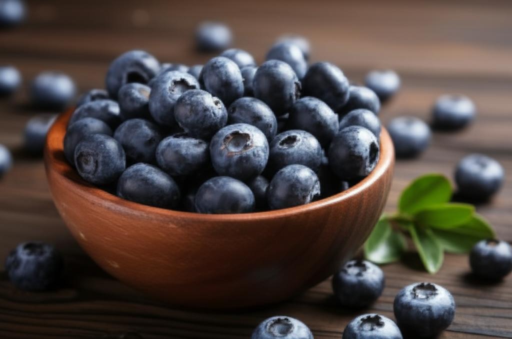 Plato con arándanos azules frescos mostrando su valor nutricional