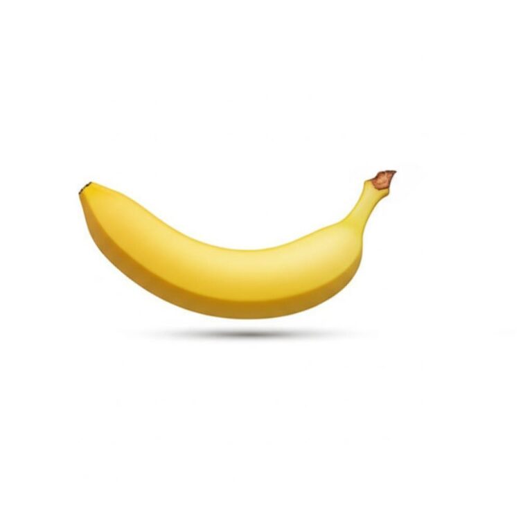 Imagen de una banana amarilla madura sobre fondo blanco.