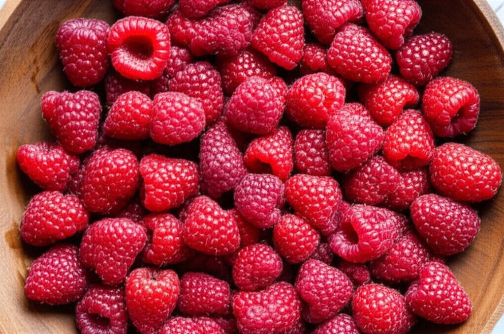 Plato con frambuesa beneficios fresco mostrando su valor nutricional