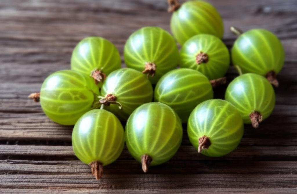 Imagen de una mesa mostrando Grosella espinosa fresca resaltando su vibrante color y valor nutricional, ideal para una dieta saludable.