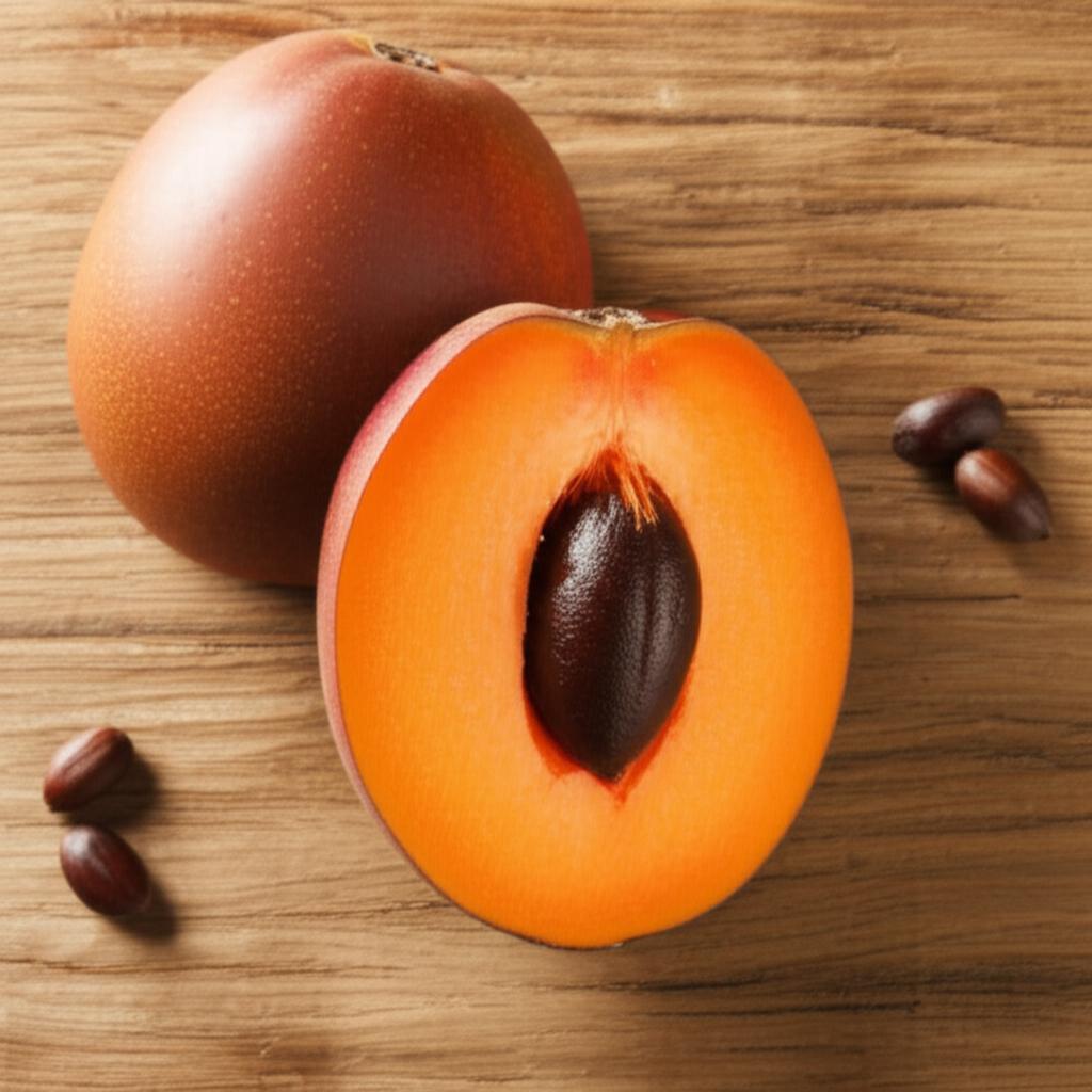 Mamey fresco en una mesa, resaltando su color y textura, un festín de valor nutricional.