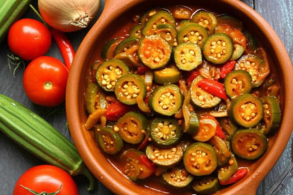 Guisado de molondrones en un recipiente de barro, acompañado de tomates, cebolla y ají.
