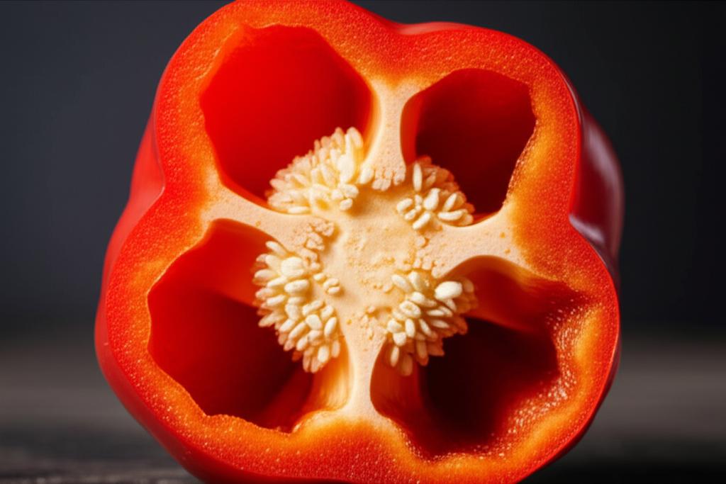 Pimientos frescos de colores vibrantes sobre una tabla de cortar, destacando las propiedades del pimiento y su valor nutricional en una guía completa.