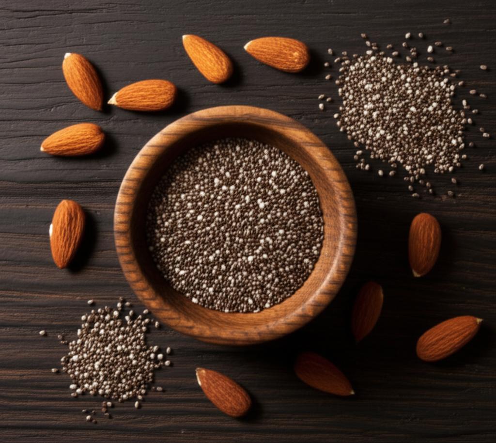 Imagen de un tazón de Semillas de chia  frescas mostrando su valor nutricional y versatilidad en la cocina.