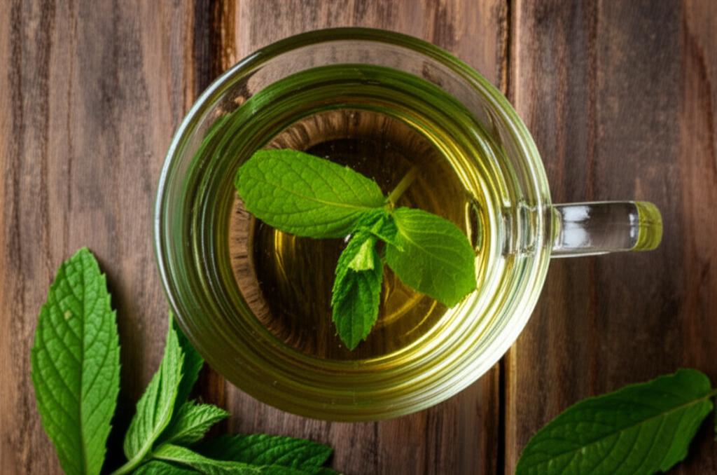 Té Verde con Menta listo para disfrutar, una bebida refrescante y digestiva ideal para cualquier momento del día.